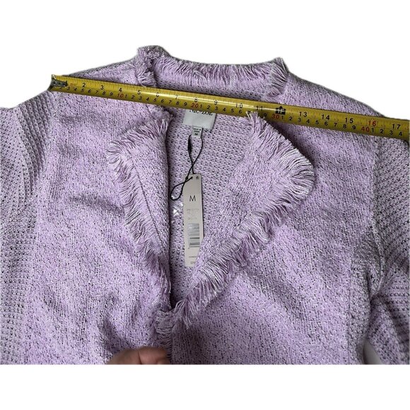 NIC+ZOE FRINGE MIX KNIT POCKET JACKET Open Front Blazer Tulip M NWT - Picture 7 of 9